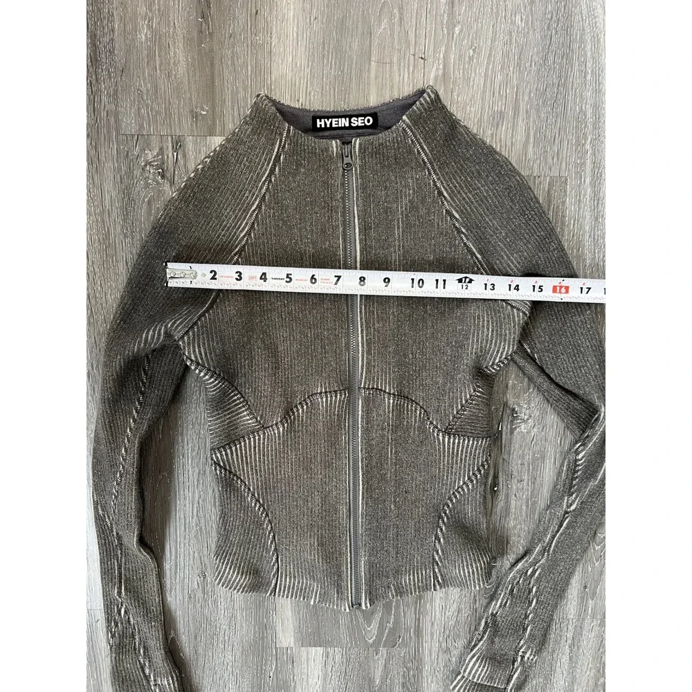 Hyein Seo Grey Ribbed Zip-Up Fitted Jacket Size 1